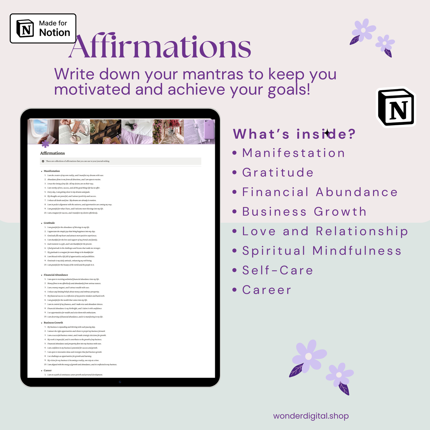 Attract Your Dreams: Notion Manifestation Journal Template