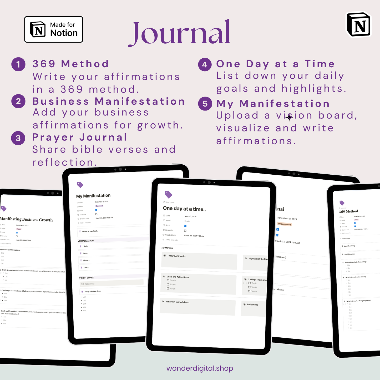 Attract Your Dreams: Notion Manifestation Journal Template